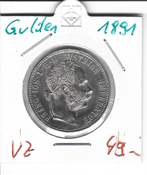 1 Gulden Fl 1891 Silber Franz Joseph I