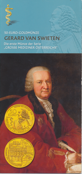 ANK Nr. 06 FOLDER ZU DER 50 EURO Gold MÜNZE Gerhard van Swieten Serie Große Mediziner 2007