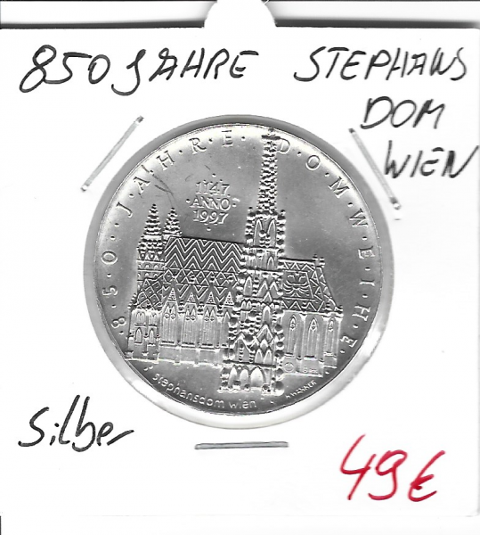 Rettet den Stephansdom / 850 Jahre Dom Weihe Medaille Silber 1997