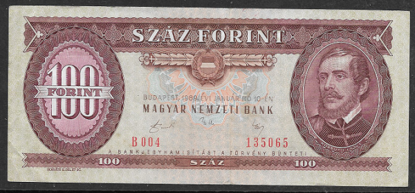 100 Forint 10.1.1989 Kossuth Lajos Szaz Forint B004 135065