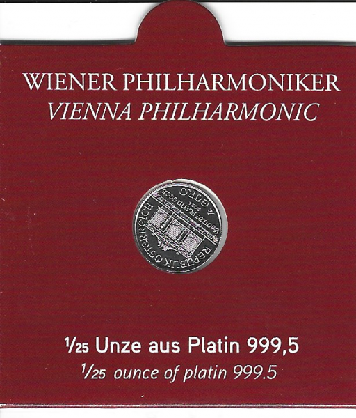 2024 Philharmoniker 1/25 Unze 4 € Euro 1,24 Gramm Platin-
