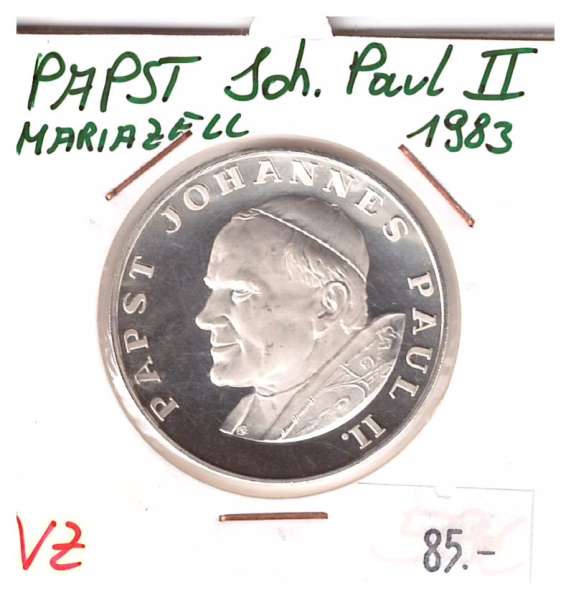 Papst Joh. Paul II Der Heilige Vater in Österreich Mariazell 1983 900 Silber