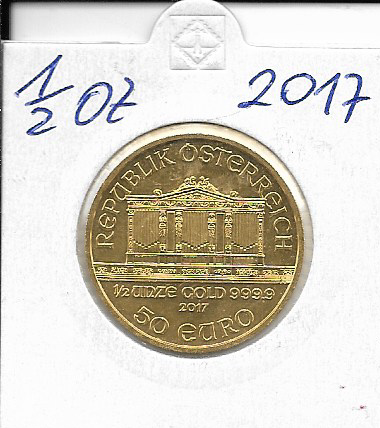 2017 Philharmoniker 1/2 unze 50 Euro 15,55 Gramm