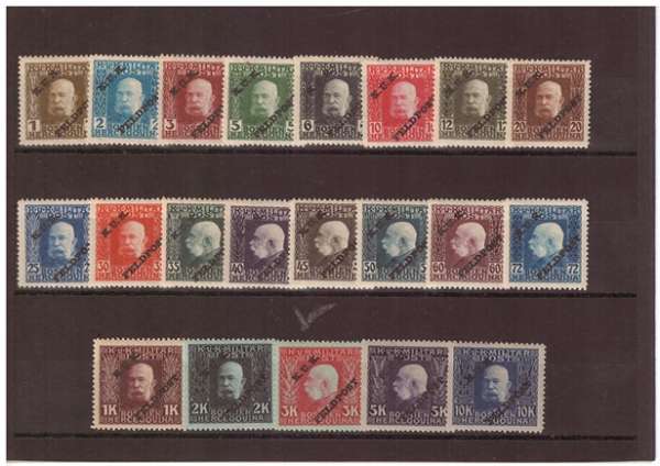 K.FJ Aushilfsausgabe Bosnien Aufdruck KuK Feldpost Postfrisch Ank Nr. 1-21**