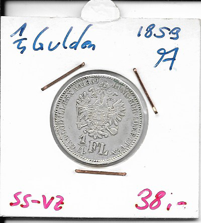 1/4 Gulden 1859 A Silber Franz Joseph