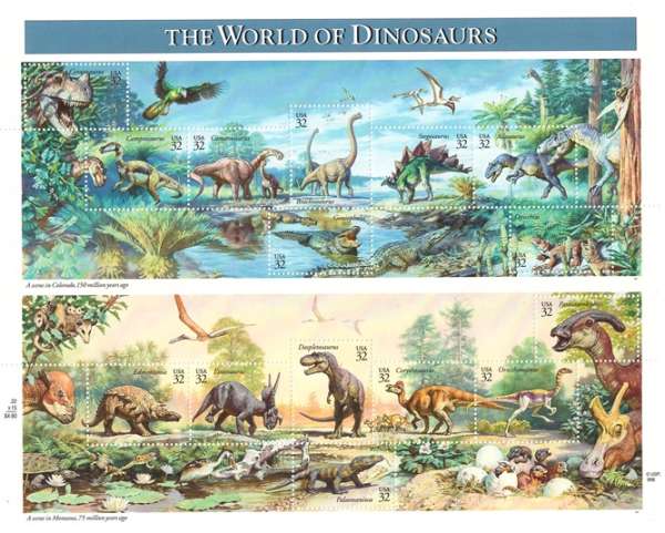 The World of Dinosaurs Usa Stamps Block