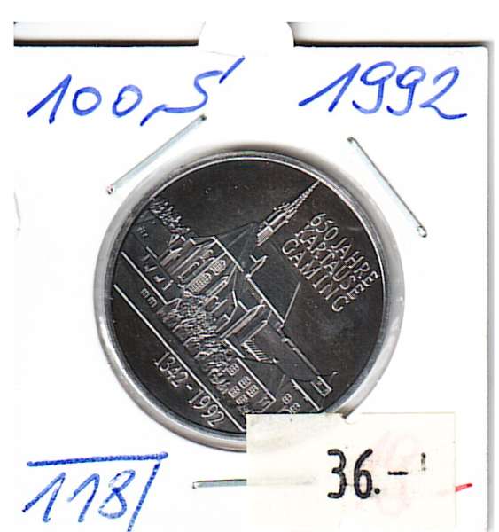 Nr. 118 650 Jahre Kartause Gaming 1992 Casinos Austria Silber Casino Jeton 100 Schilling