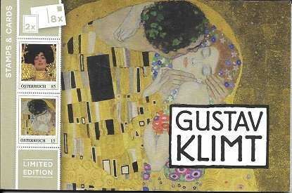 Gustav Klimt Postkartenheft mit 2 Marken