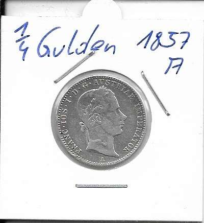 1/4 Gulden 1857 A Silber Franz Joseph Kratzer