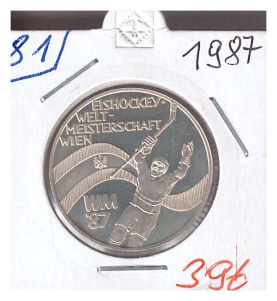Nr. 081 Eishockey WM Wien 1987 Casinos Austria Silber Jeton 100 Schilling