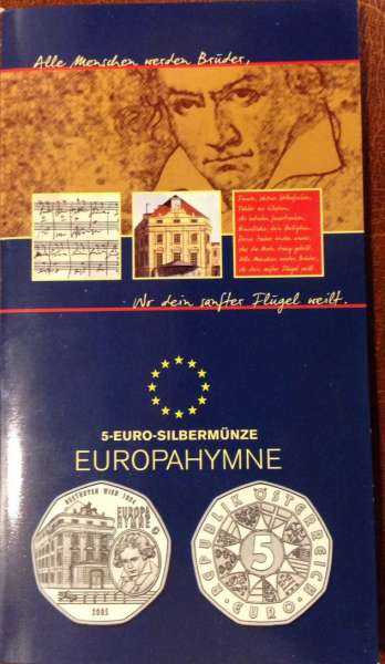 5 Euro 2005 Silber Ag Europahymne Hgh ANK Nr. 6b