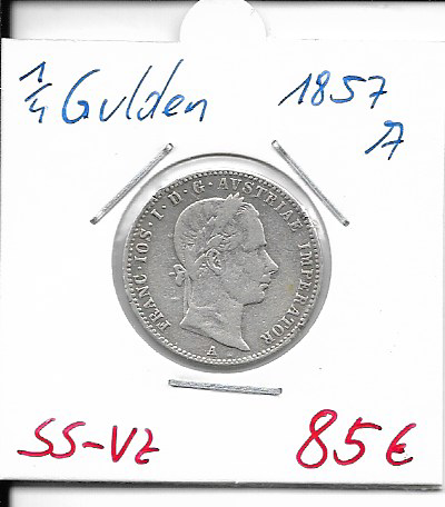 1/4 Gulden 1857 A Silber Franz Joseph