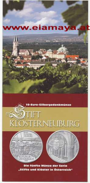 ANK Nr. 13 Flyer FOLDER ZU DER 10 EURO MÜNZE Stift Klosterneuburg 2008