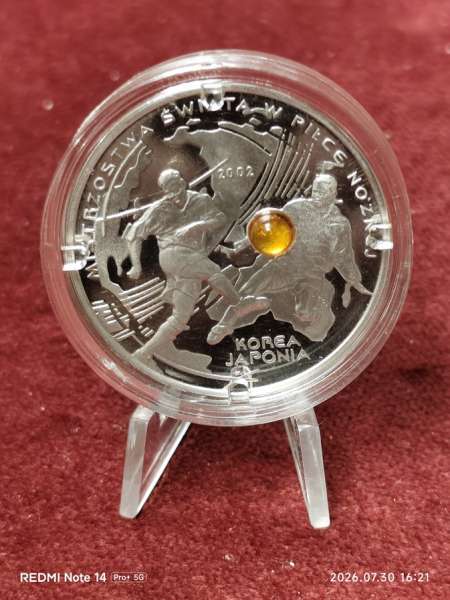 10 Zloty 2002 Polen Fußball WM Münze, Warsaw, STGL, Silber,