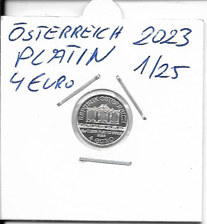 2023 Philharmoniker 1/25 Unze 4 € Euro 1,24 Gramm Platin