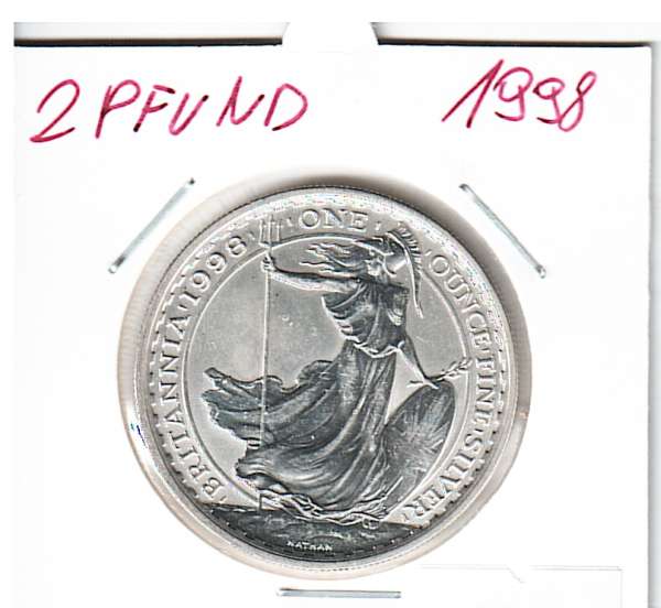2 Pounds 1998 - Britannia - 1 Oz Silber Great Britain
