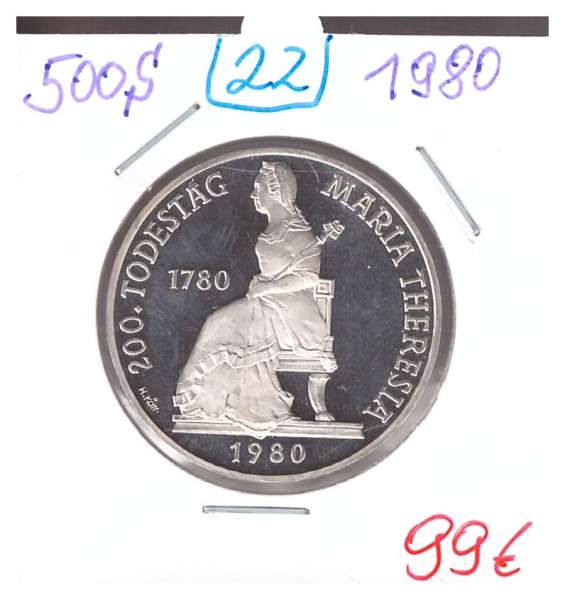 Nr. 022 200 Todestag Maria TheresiaCasinos Österreich Silber Casino Jeton 500 Schilling