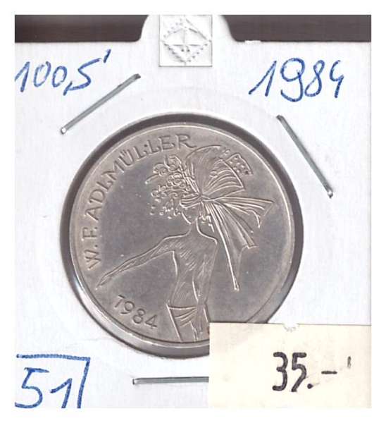 Nr. 051 75 Jahre W.F.Adlmüller 1984 Silber Casino Jeton 100 Schilling