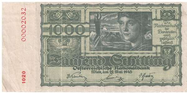 1000 Schilling 1945 NR 1020 00002032 ANK 254 Pick 120