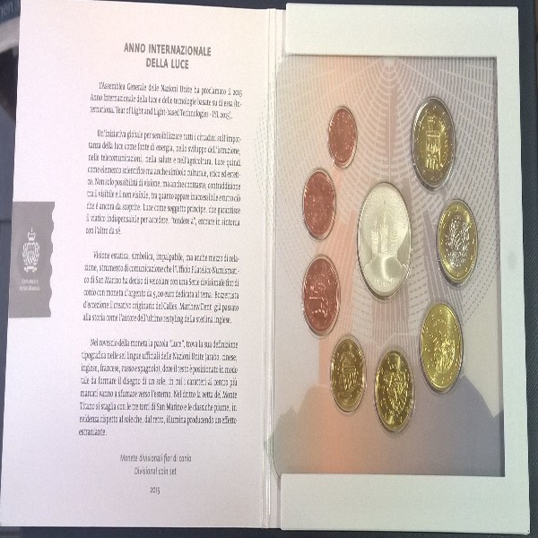 San Marino 2015 mit 5 Euro Silber KMS Coinset Münzset Kursmünzensatz Blister